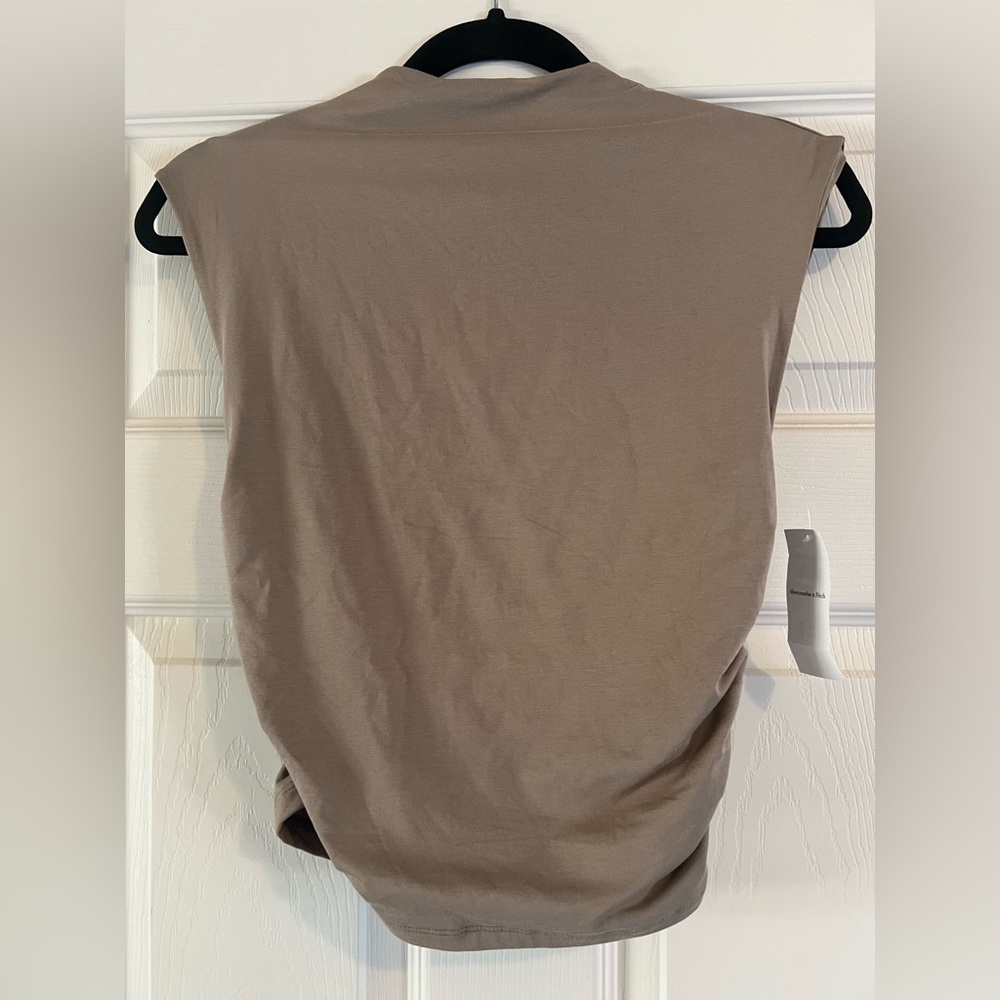 Abercrombie & Fitch Ruched Shell Sleeveless Top in Taupe NWT